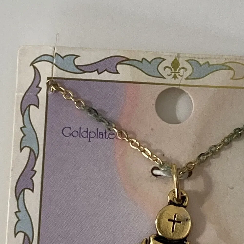 First Communion Pendant Gold Plated IHS Grapes Wheat Cup Chalice Religious Gift